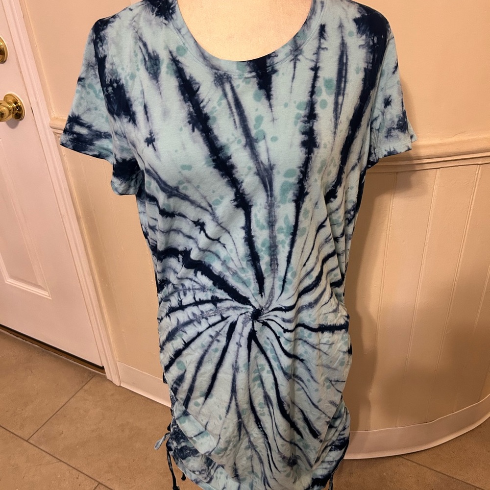 NWT Victoria’s Secret PINK Blue TieDye Rushed T-Shirt Dress/XLarge